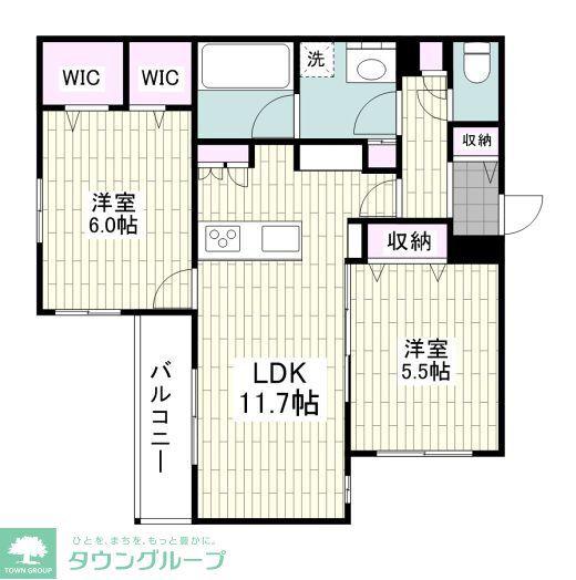 CITRUS RESIDENS 西棟(2LDK/1階)の間取り写真
