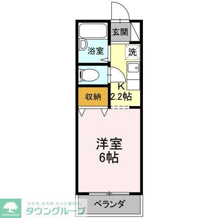 ルミエール西府B棟(1K/2階)の間取り写真