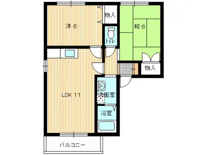 カムール際波B(2LDK/1階)の間取り写真