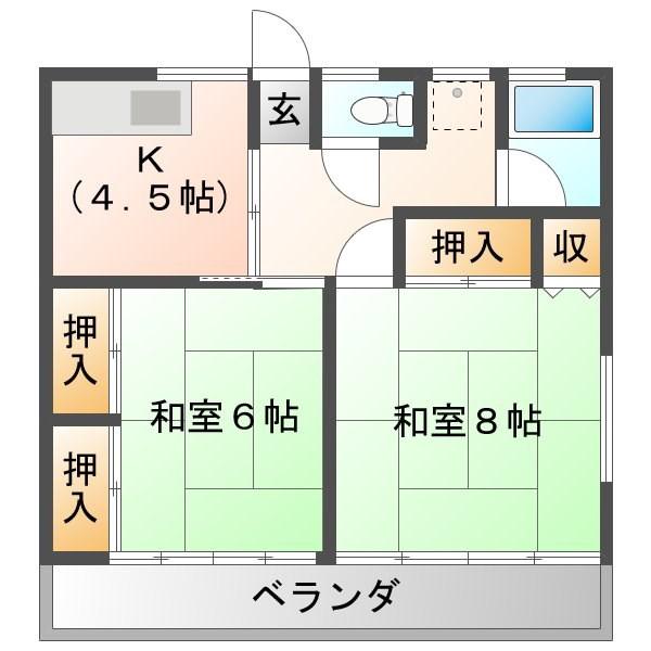 晴和ハイツ(2K/2階)の間取り写真