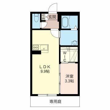 レユシールB(1LDK/1階)の間取り写真