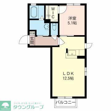 フィオC(1LDK/2階)の間取り写真