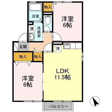ウィルコート水道橋B棟(2LDK/2階)の間取り写真