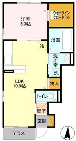 グレイン・ムーン(1LDK/1階)の間取り写真