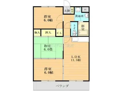 アネックス花園(3LDK/2階)の間取り写真