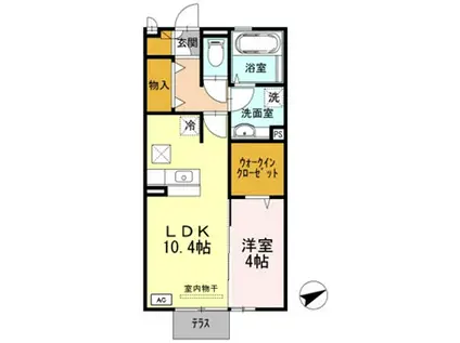 セントラルセジュール(1LDK/1階)の間取り写真