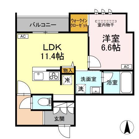 シャーメゾン大和東レジデンス(1LDK/3階)の間取り写真
