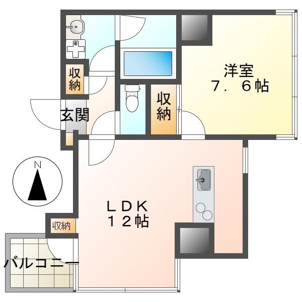 VILLA CIELO(1LDK/8階)の間取り写真