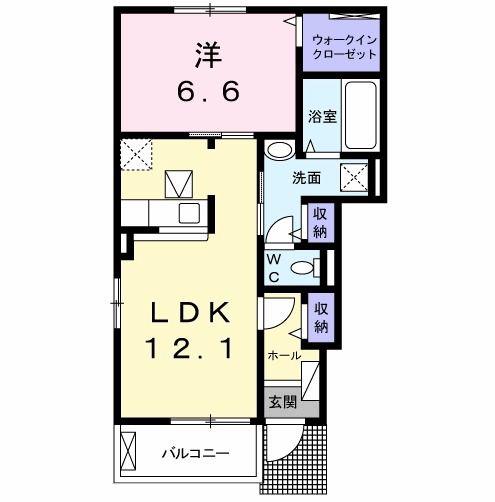 リュミエール B(1LDK/1階)の間取り写真