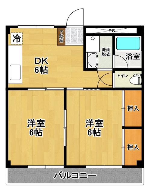 コーポシティパーク(2DK/3階)の間取り写真