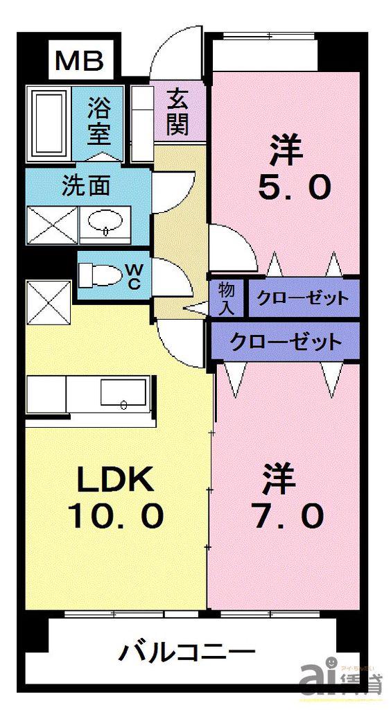 エレガントコンドミニアム(2LDK/4階)の間取り写真