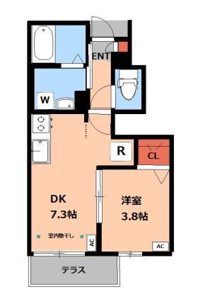 CHAMANT(1DK/1階)の間取り写真