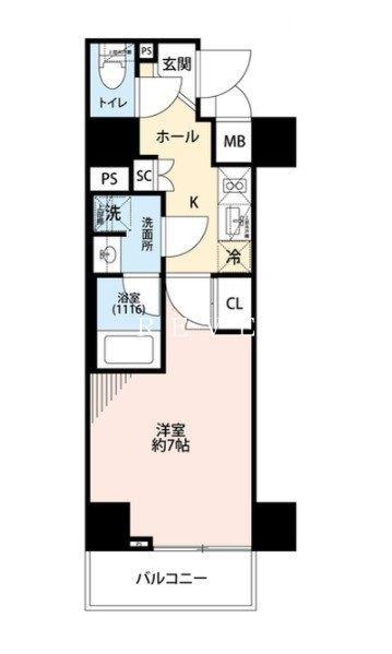 プレール・ドゥーク住吉IV(1K/6階)の間取り写真