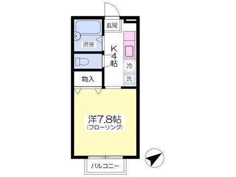 フォーチュネットイン(1K/1階)の間取り写真