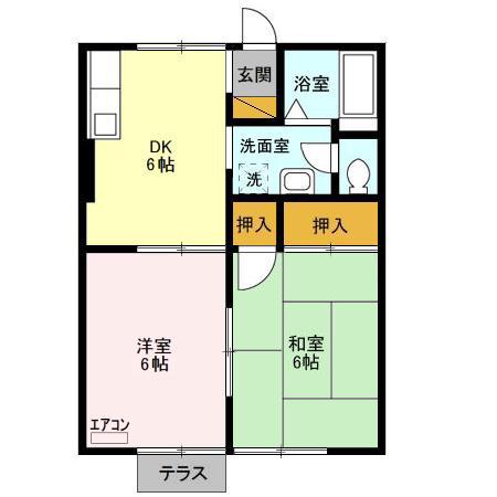 エスペランサ B(2DK/2階)の間取り写真