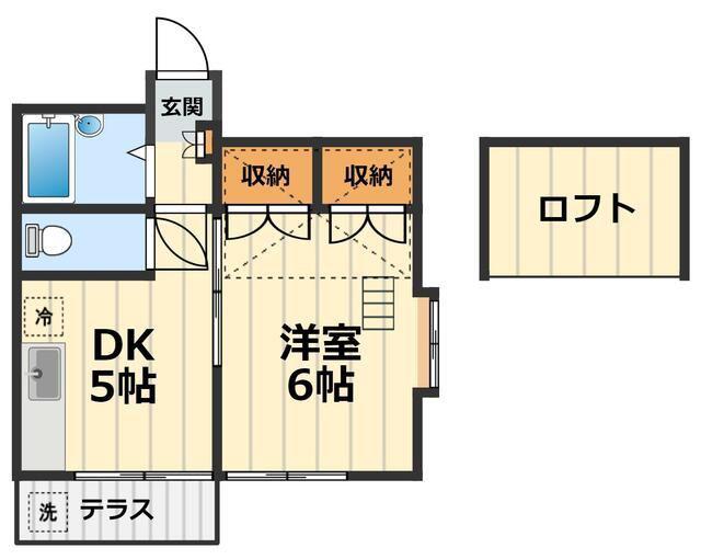 リシェス立野台(1DK/1階)の間取り写真