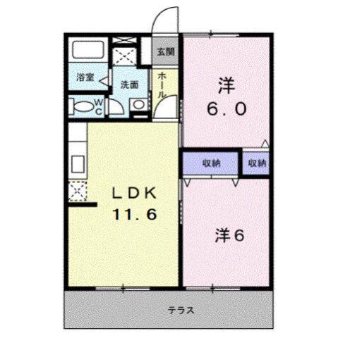 マ-ベラスN(2LDK/1階)の間取り写真