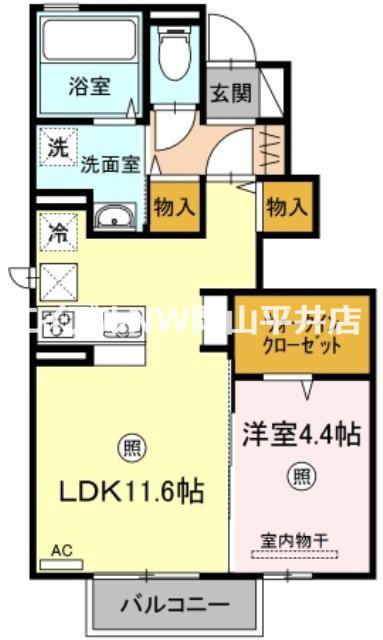 フローラ リエ(1LDK/1階)の間取り写真