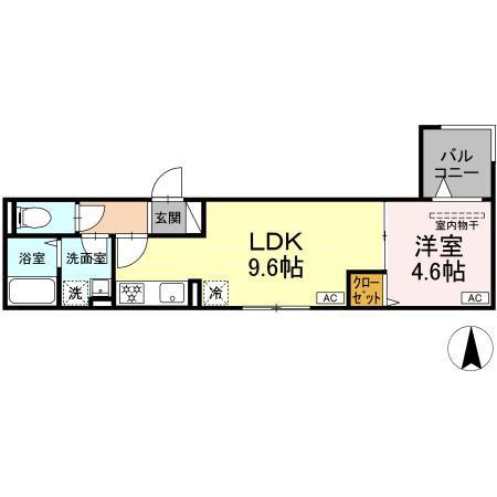 セレスティア大谷田V(1LDK/2階)の間取り写真