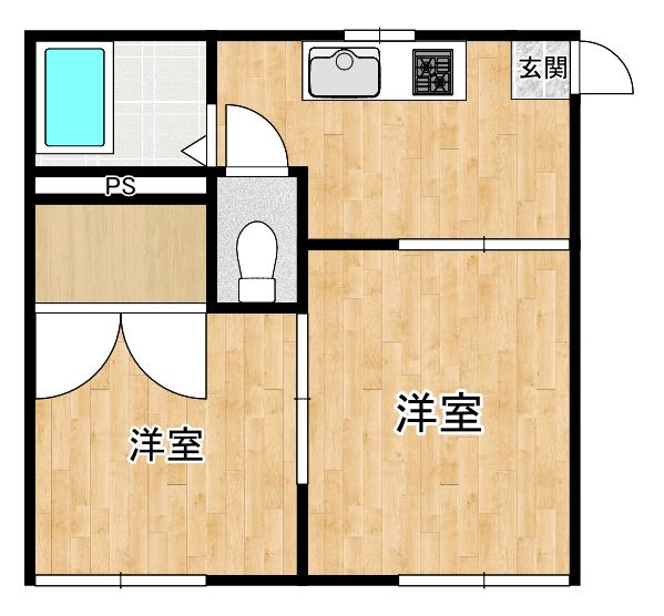 潮見テラス(2K/1階)の間取り写真