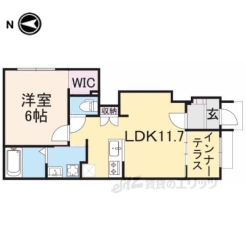 聚楽千本アパート(1LDK/1階)の間取り写真