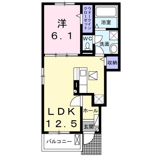 アンビシャスA(1LDK/1階)の間取り写真