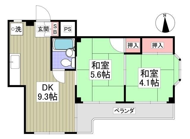 リアルスクエア水城公園(2DK/3階)の間取り写真