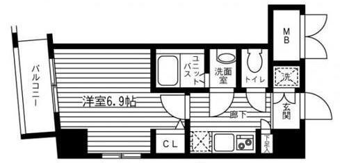 シャローム南小岩(1K/3階)の間取り写真