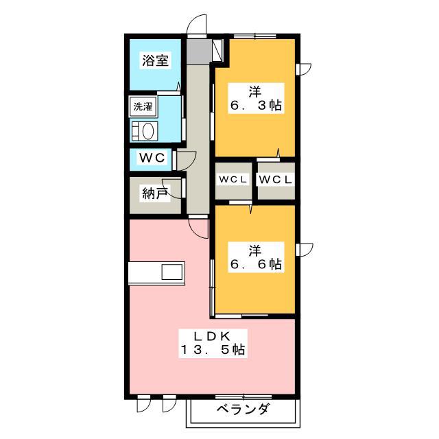 レジデンス平成通A(2LDK/1階)の間取り写真