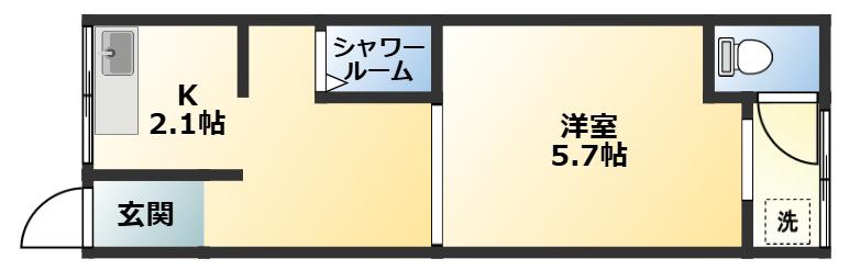 羽曳野リバーハイツ(1K/1階)の間取り写真