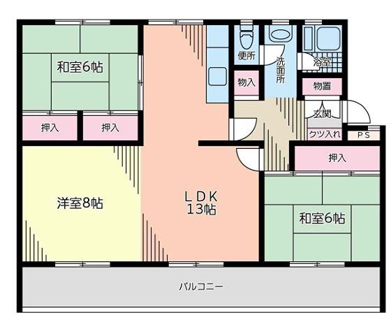 洋光台南第一団地(3LDK/4階)の間取り写真