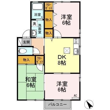ファミール矢田A棟(3DK/1階)の間取り写真
