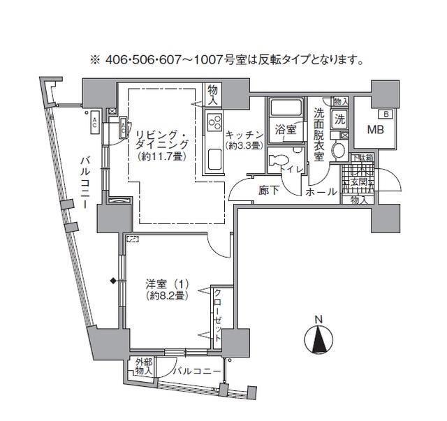 アクティ汐留(1LDK/4階)の間取り写真