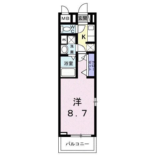 メゾンド・御領町(1K/2階)の間取り写真