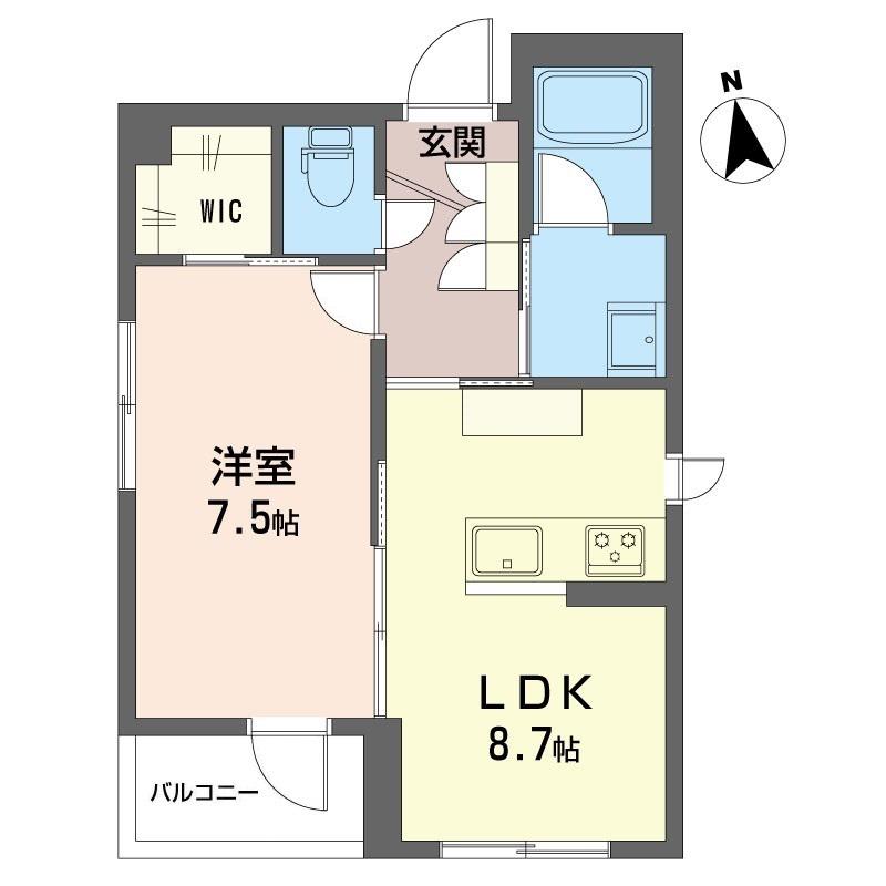 オカザキビル(1LDK/2階)の間取り写真