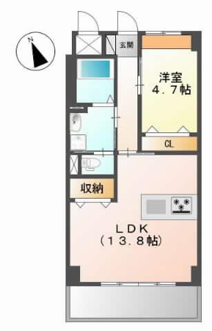 マーガレットガーデンV(1LDK/4階)の間取り写真