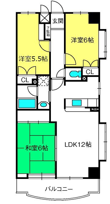 ヒルズ六本木弐番館(3LDK/10階)の間取り写真