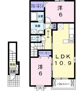 バウム ヴィラージュ(2LDK/2階)の間取り写真