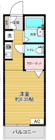 リファレンス胡録台B棟(ワンルーム/1階)の間取り写真
