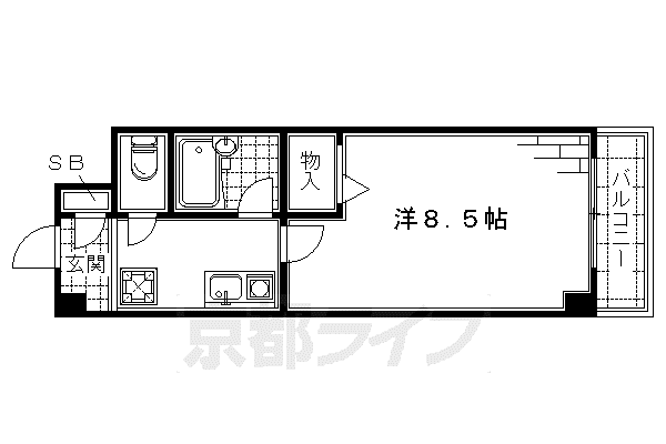リバース桐山(1K/2階)の間取り写真