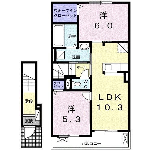 エスポワールK&L IV(2LDK/2階)の間取り写真