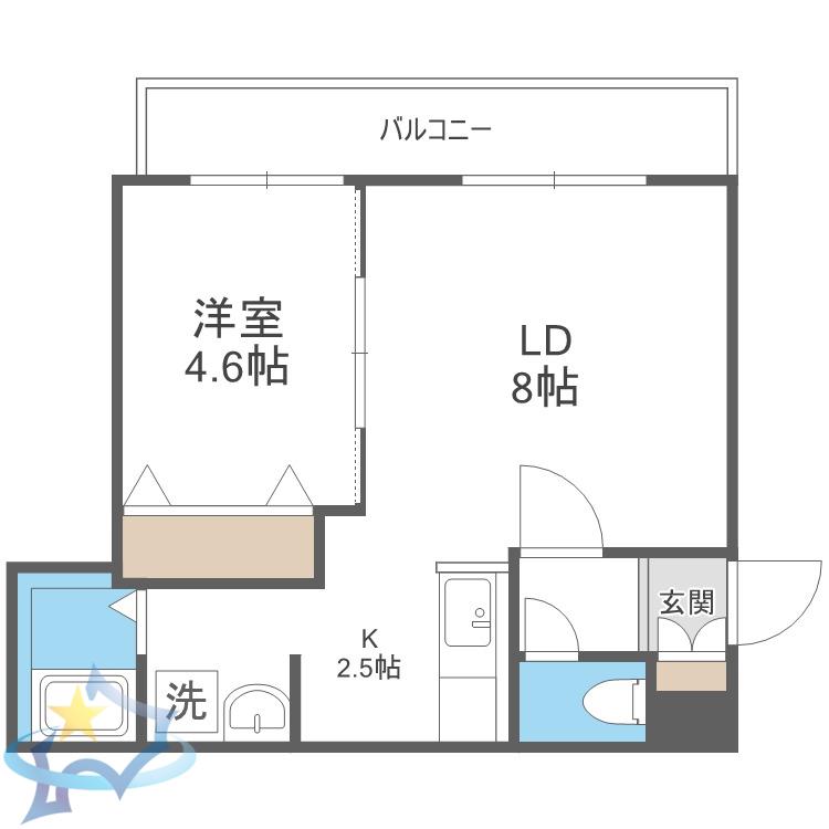 フォースアベニュー琴似(1LDK/2階)の間取り写真