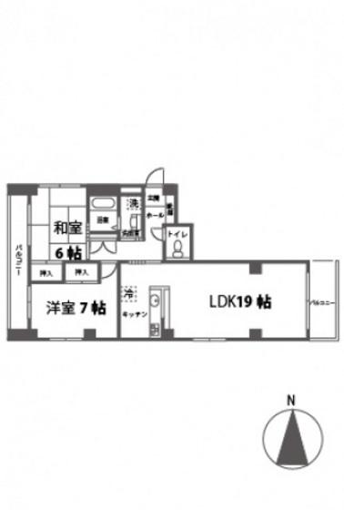 オフビル(2LDK/5階)の間取り写真