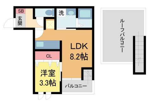 グランティックレジデンス宝塚(1LDK/2階)の間取り写真