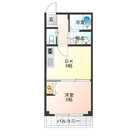 ツイン20(1DK/2階)の間取り写真