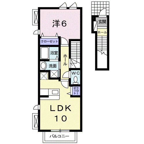 ランジュ(1LDK/2階)の間取り写真