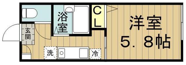 ハーモニー(1K/2階)の間取り写真