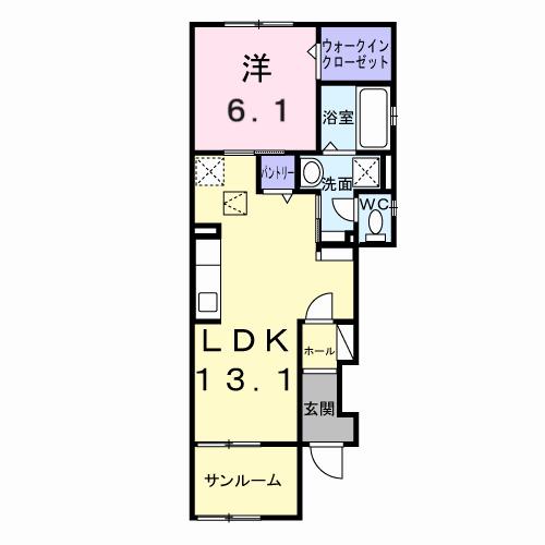 ベルウッド八街VI(1LDK/1階)の間取り写真