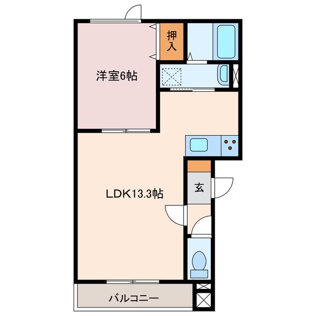 大町2丁目(1LDK/2階)の間取り写真
