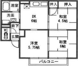サングレース B棟(3DK/2階)の間取り写真